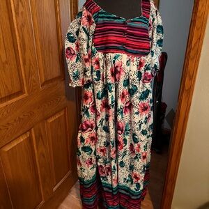 Only Necessities Floral Pajama Dress/Muumuu Mumu - Multicolor